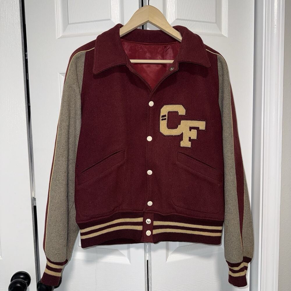 Vintage 1960s Wool Letterman Varsity Jacket Size Medium